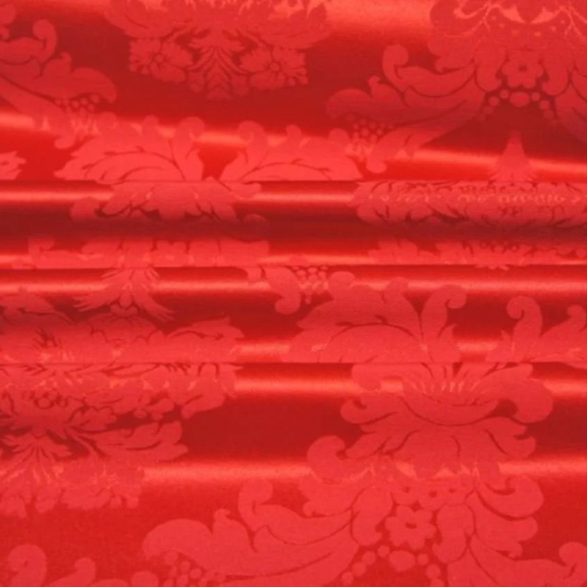 Stofferia Stoff Dekostoff Satin Jacquard Damasco Rot, Breite 280 cm, Meterware