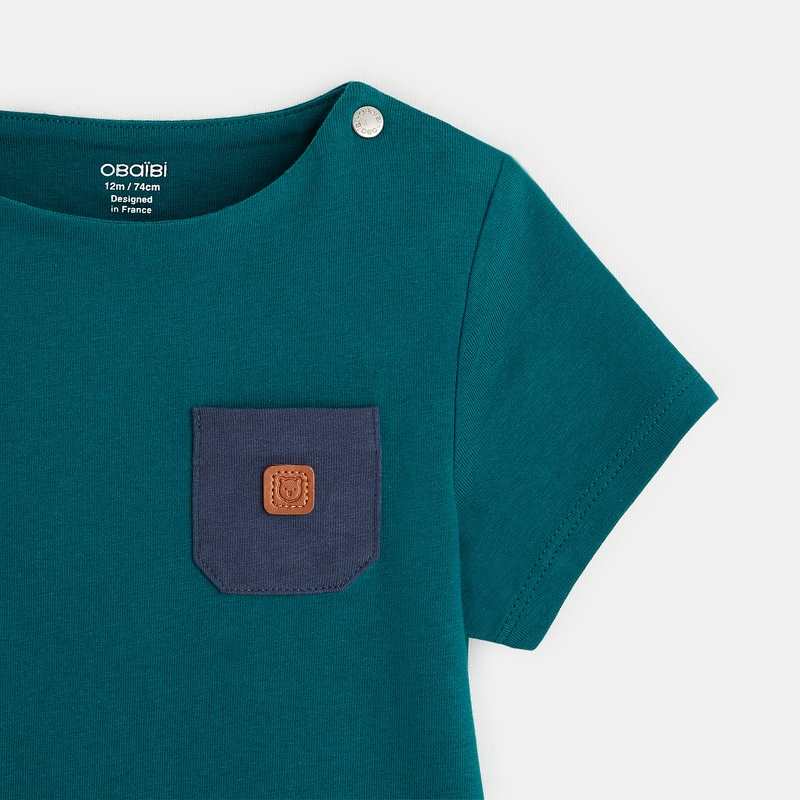 T-shirt jersey poche poitrine (lot de 3) vert bébé garçon