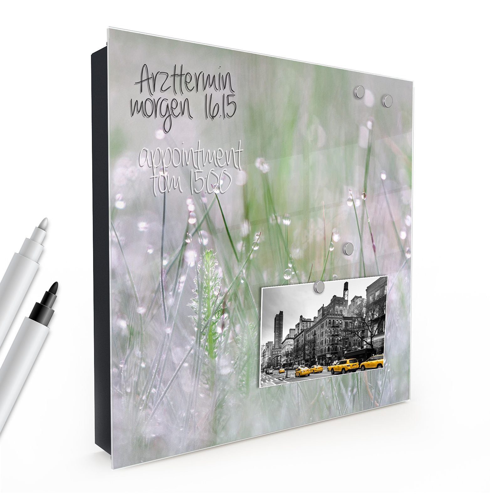Primedeco Schlüsselkasten Magnetpinnwand und Memoboard mit Glasfront Motiv Blütenmuster (1 St)