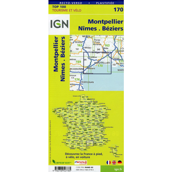 Montpellier.Nîmes.Béziers 1:100 000 - Karte