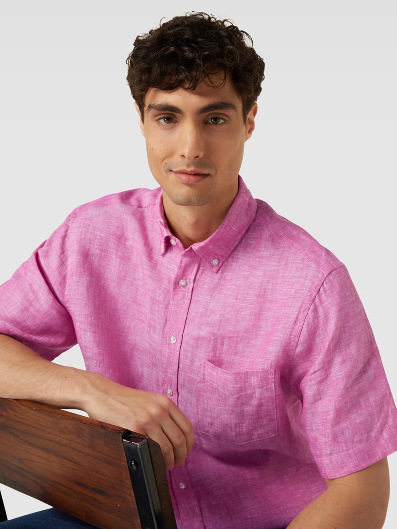 Freizeithemd mit Button-Down-Kragen in pink