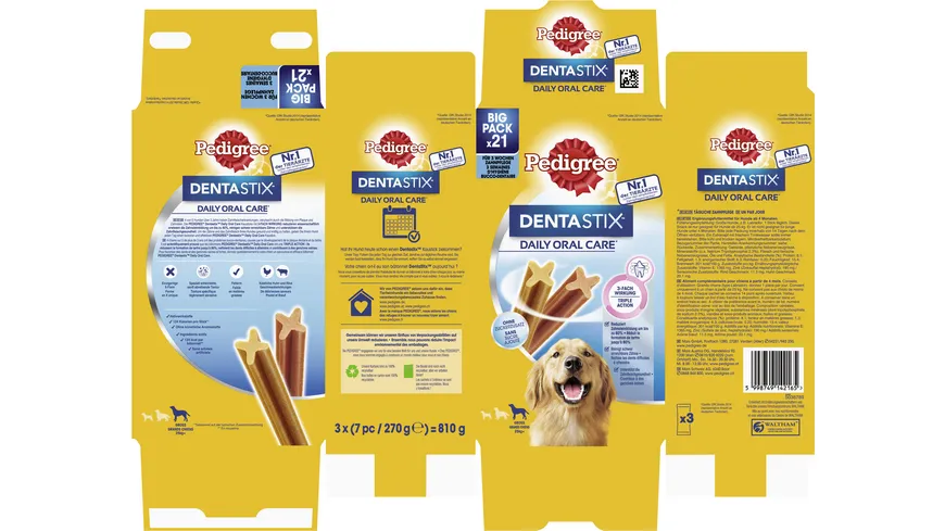 PEDIGREE® DENTASTIX™ Daily Oral Care Karton Multipack Big Pack Gross 25kg+ 3x7 Stück 810 g