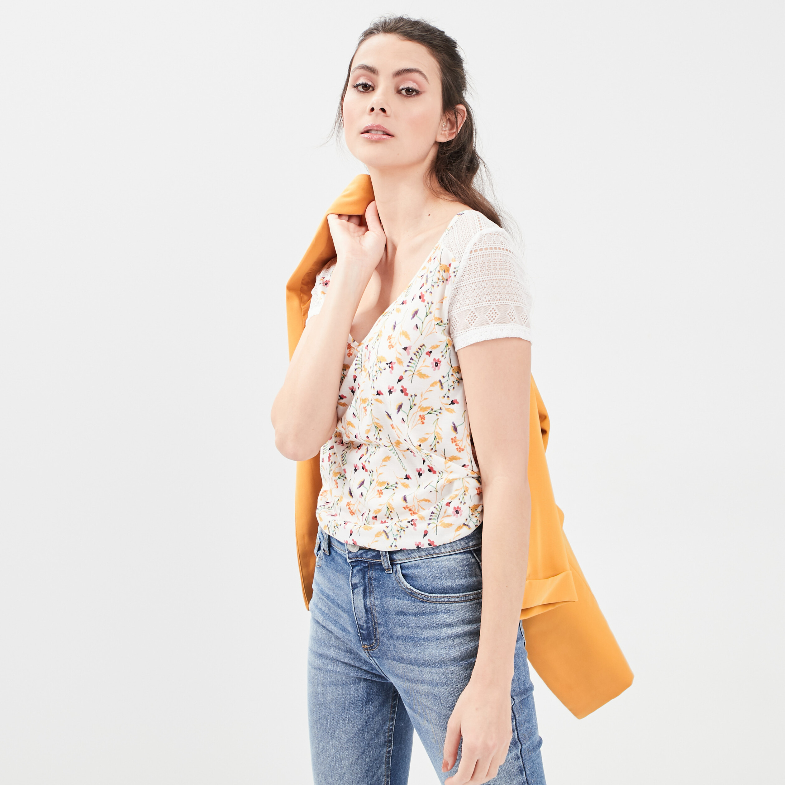 T-shirt manches courtes ecru femme | La Halle