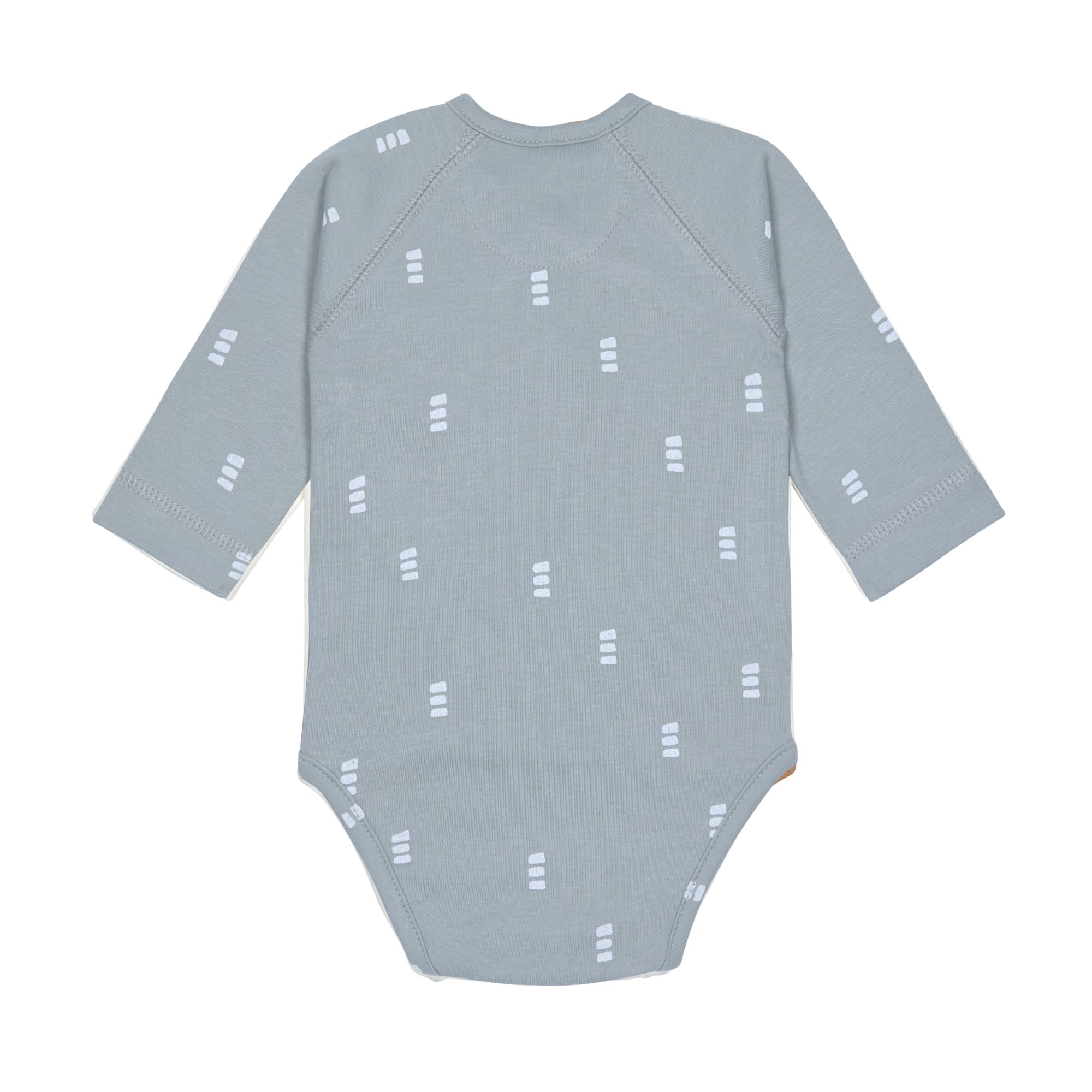 Baby Wickelbody langarm - Bio Baumwolle, Blocks, Hellblau