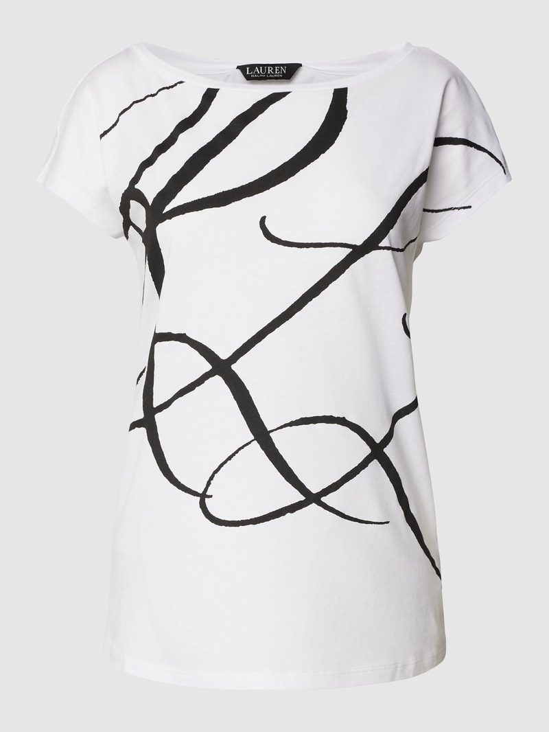 T-Shirt mit Label-Print Modell 'GRIETA' in weiss