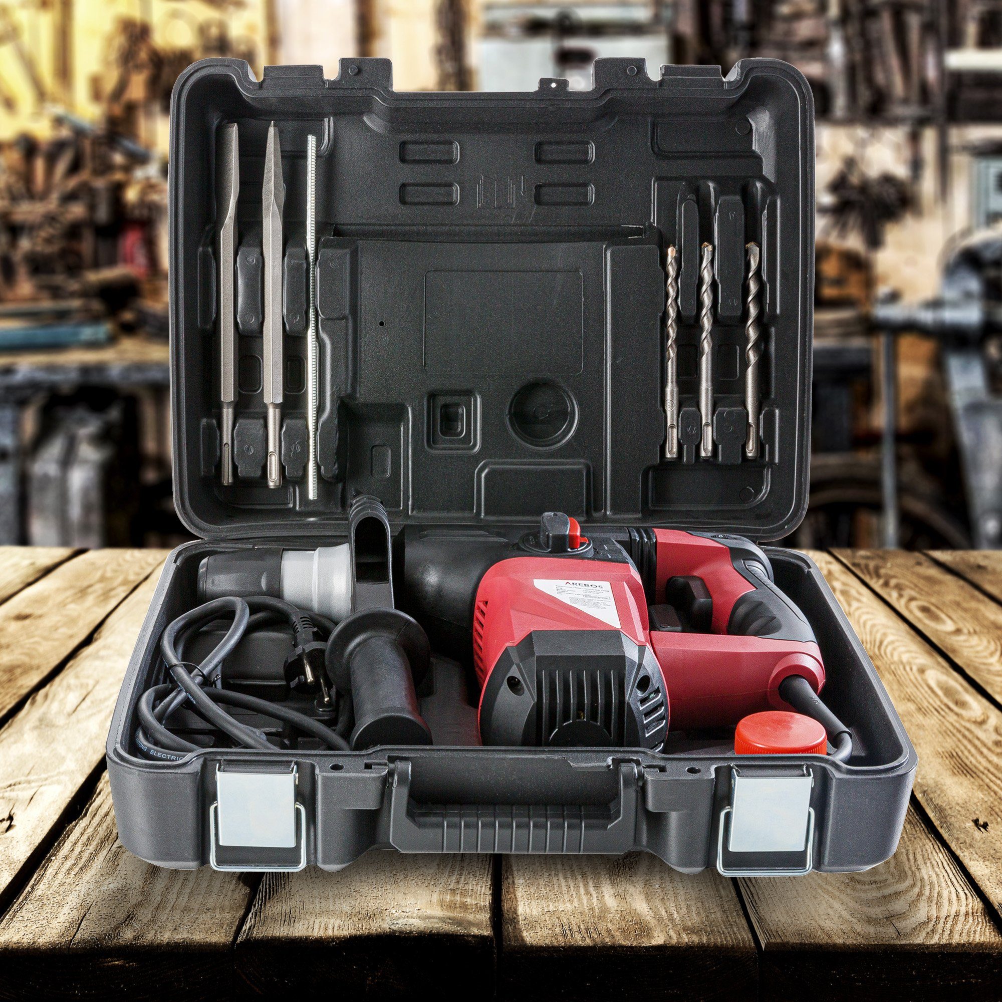 Arebos Bohrhammer Schlagbohrer 3-in-1 1500 W, 230 V, max. 4300,00 U/min, Produktabmessungen : 39.5 x 34 x 25.8 cm, 1500 Watt