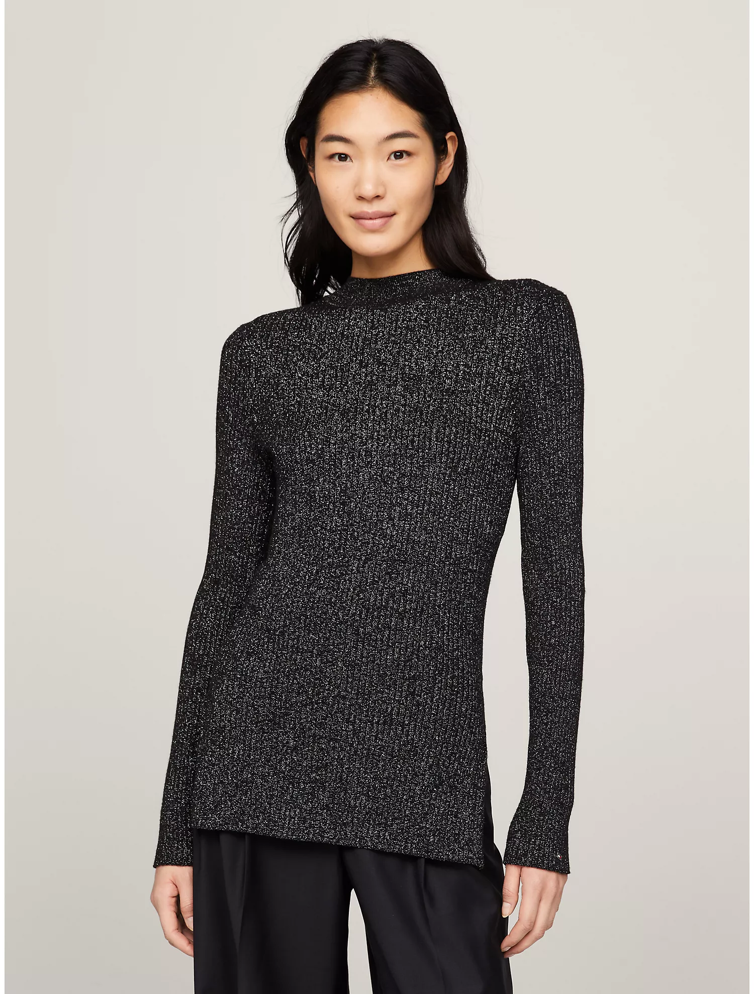 Mockneck Shimmer Sweater