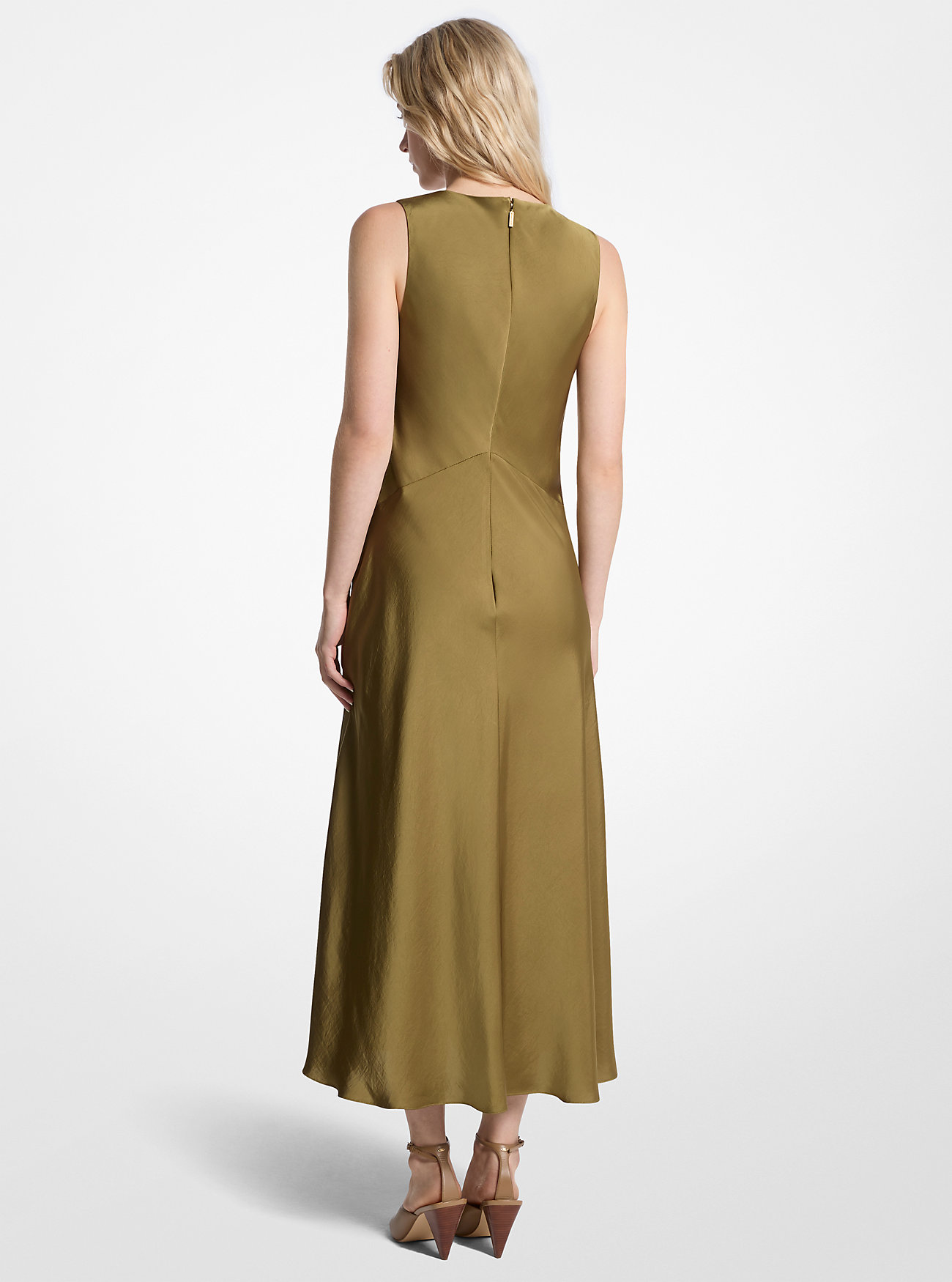 Satin Midi Dress - PISTACHIO