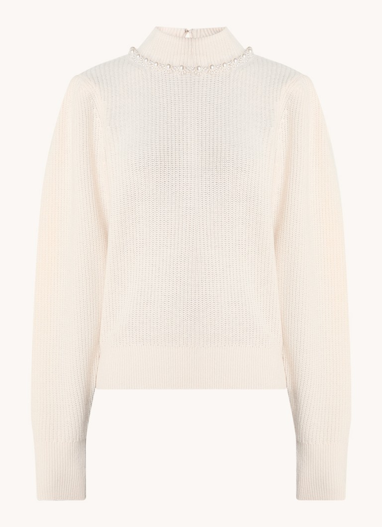 Sandro Chunky knit sweater in cashmere blend with imitation pearls