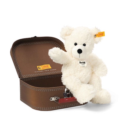 Lotte Teddybär im Koffer, 28 cm, weiß