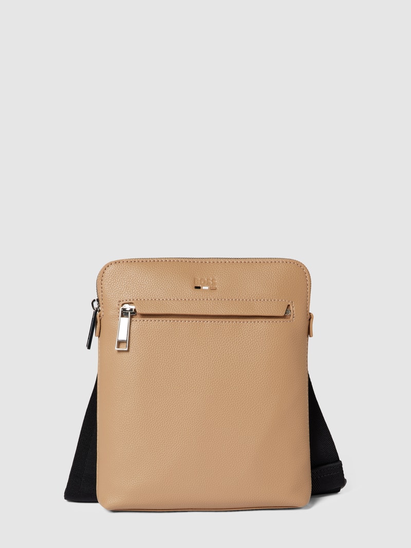 Umhängetasche mit Label-Details Modell 'Ray' in beige