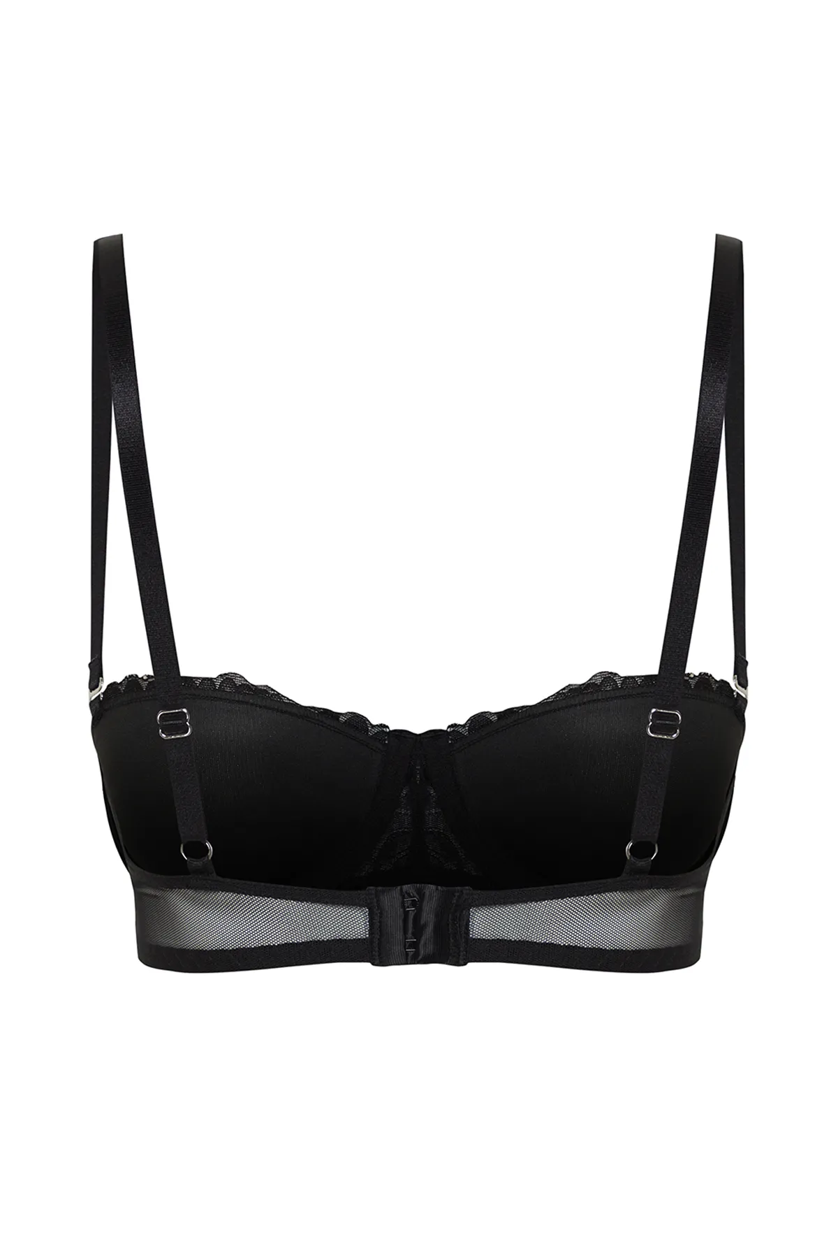 Trendyol Collection  Schwarzer Push-Up-BH aus Strick mit trägerlosen Spitzenträgern THMSS24SU00021