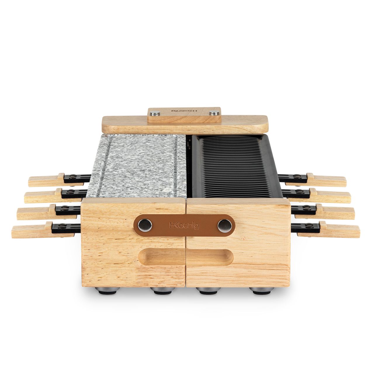 H.Koenig WOD360/Raclette-Gerät für 8 Personen/ Stein Granit und Naturholz