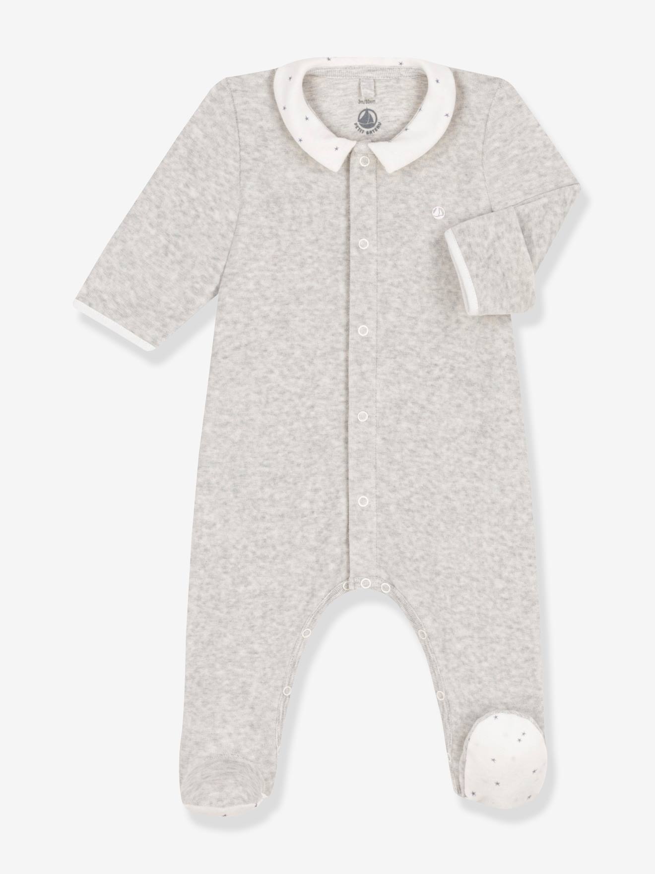Pyjama bébé en velours PETIT BATEAU gris