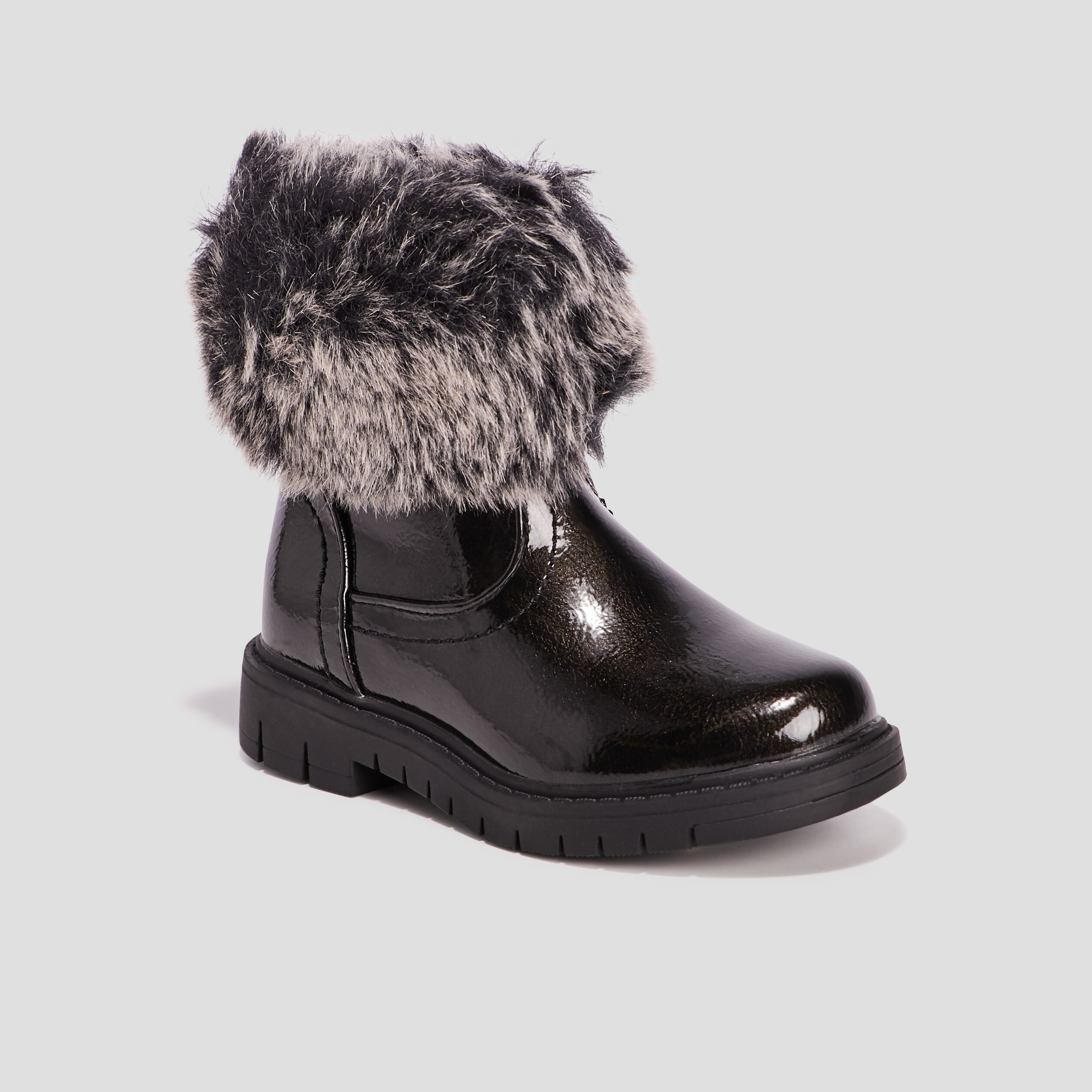 Bottines zippées vernies noir fille | La Halle