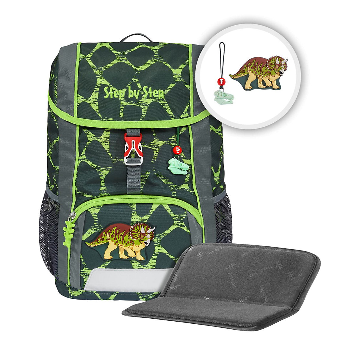 Kinderrucksack KID Dino Tres, inkl. Sitzkissen & MAGIC MAGS