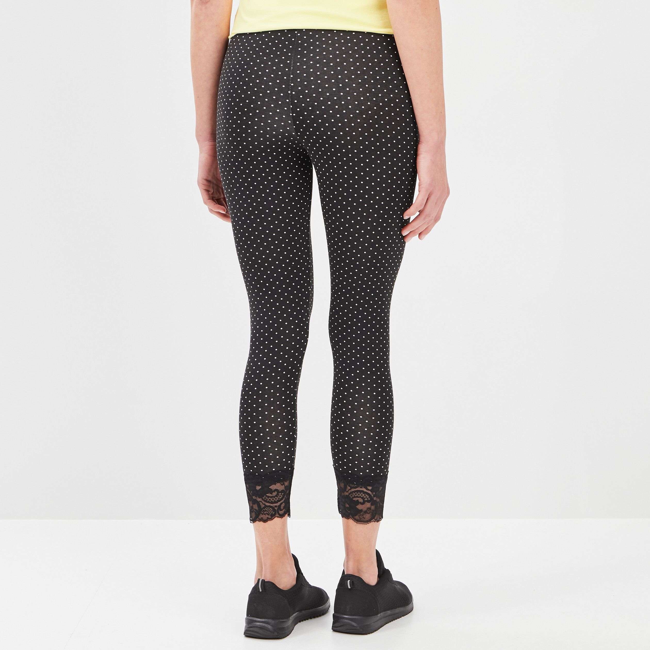 Legging 7 8ème avec dentelle noir femme | La Halle