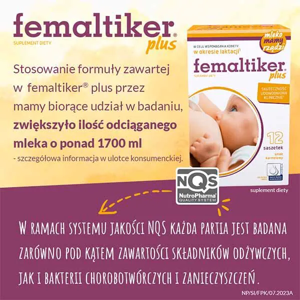 „Femaltiker Plus“ – maisto papildas, palaikantis laktaciją, karamelės skonio paketėliai