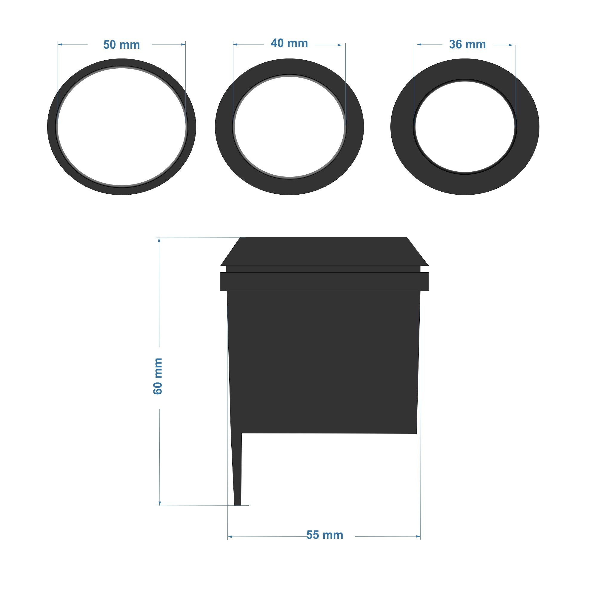 osoltus Bodendübel osoltus Universal Reduzierringe für Schirm Ständer 3 tlg. 48/40/36 mm
