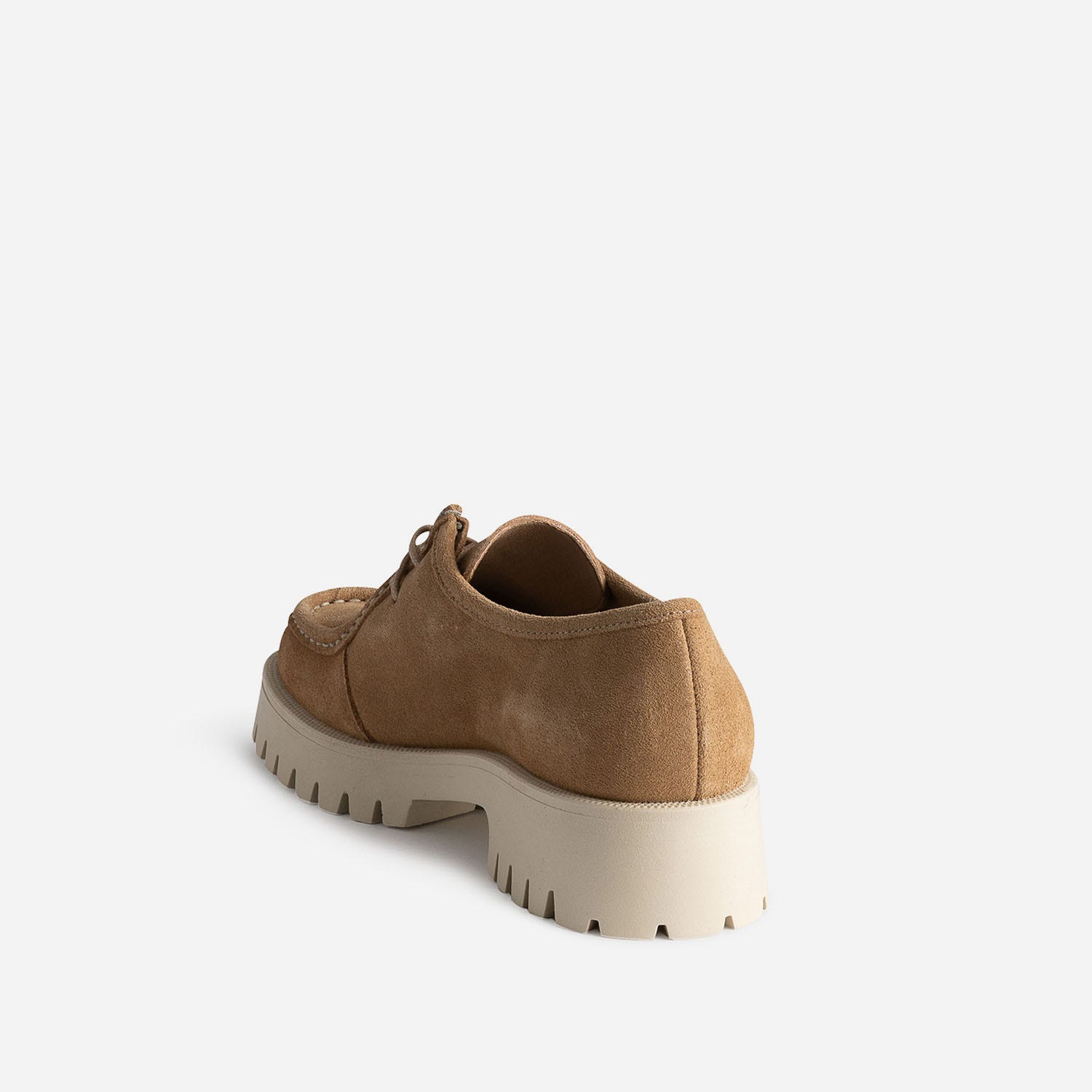 Derby TEXTO beige en cuir velours semelle crantée