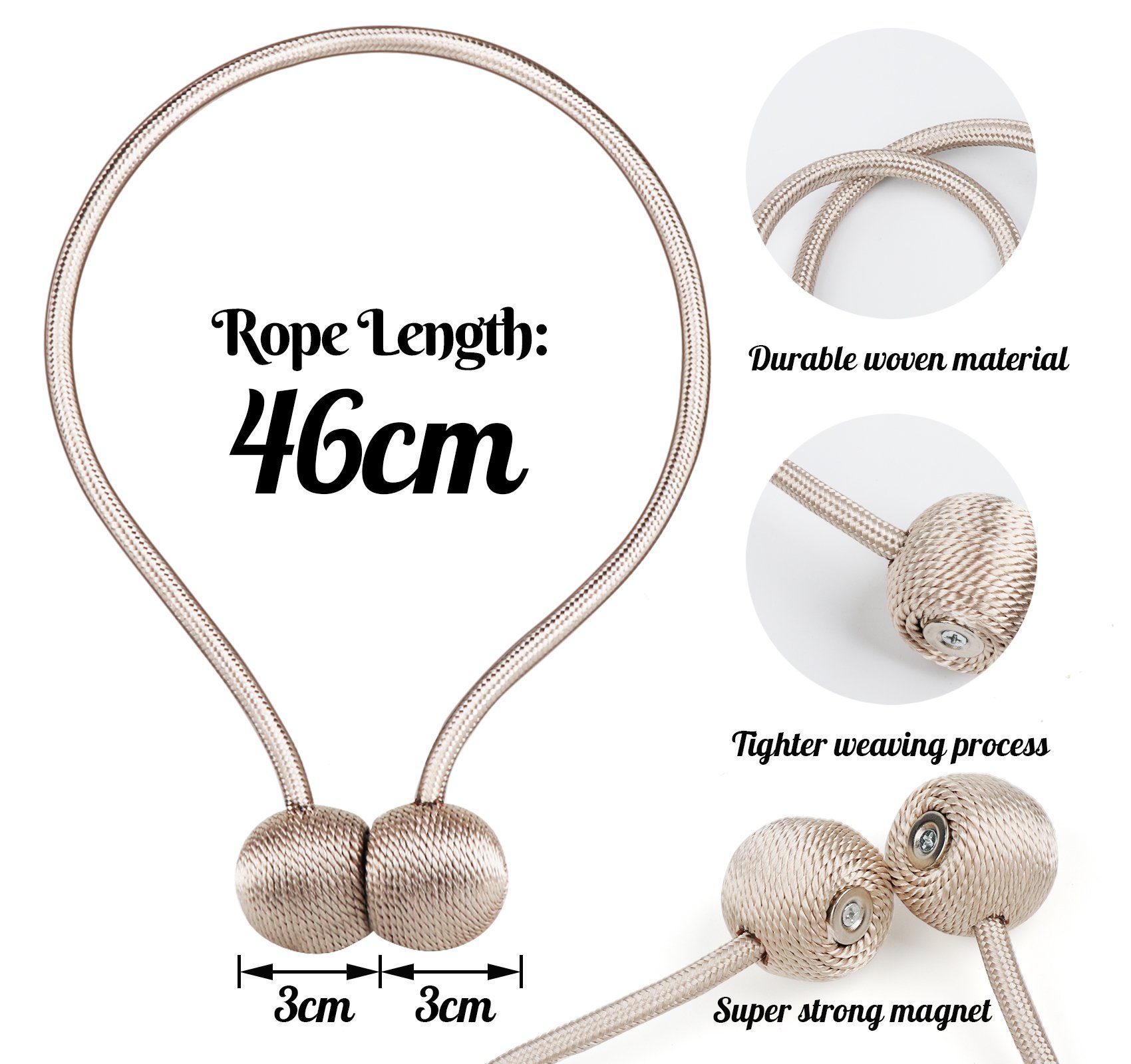 Raffhalter Magnetische Vorhang Raffhalter Vorhang Clips Seil Vorhang Schnallen, Homewit, (Set, 4-tlg), Gardinenhalter für Zuhause und Büro Dekoration