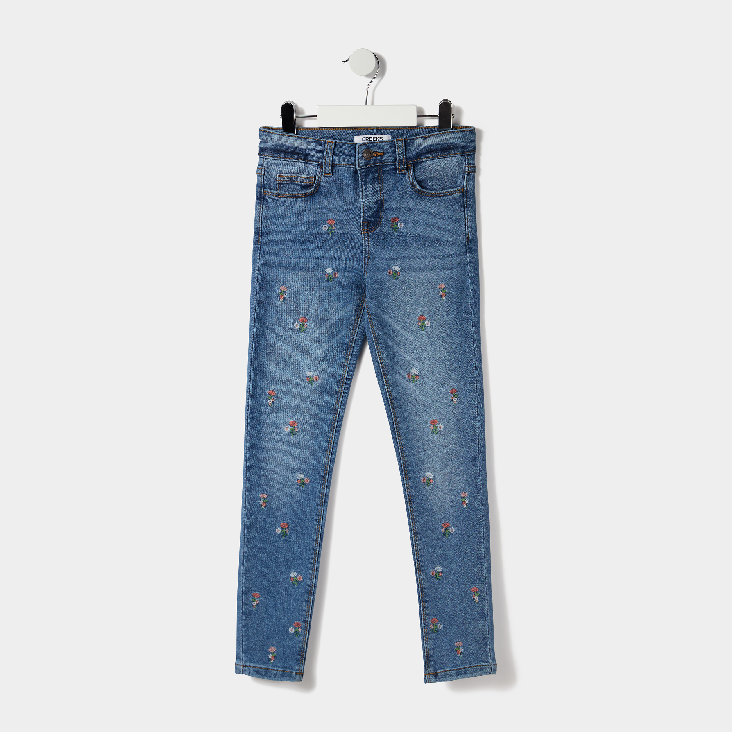 Jeans skinny brodé Creeks denim double stone fille | La Halle