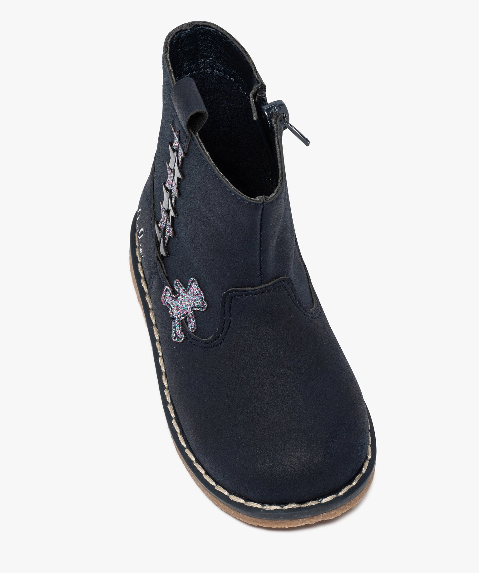 Boots bébé fille zippés à détails pailletés – Lulu C... marine | GEMO