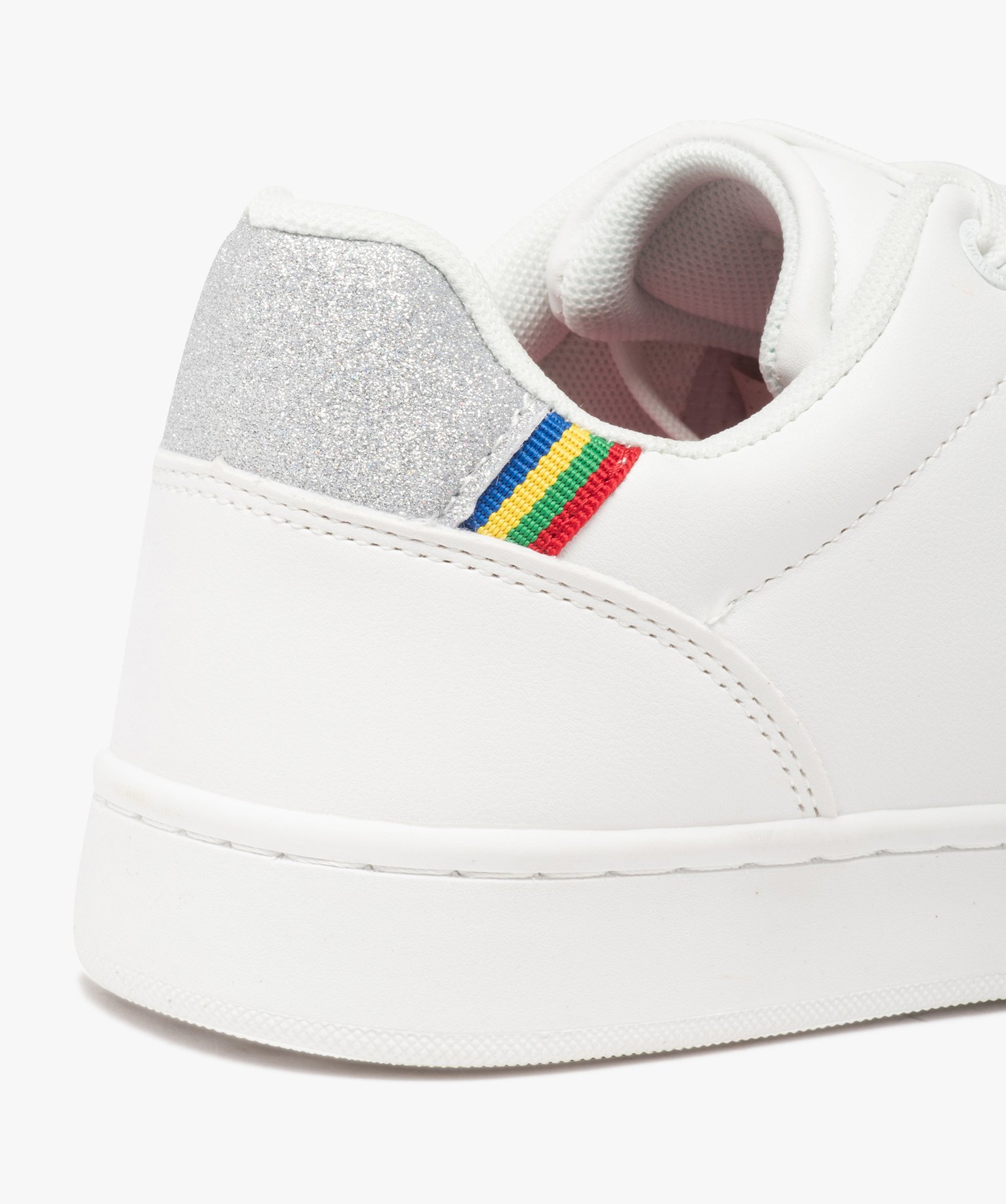 Baskets femme unies à détails pailletés – Benetton blanc | GEMO