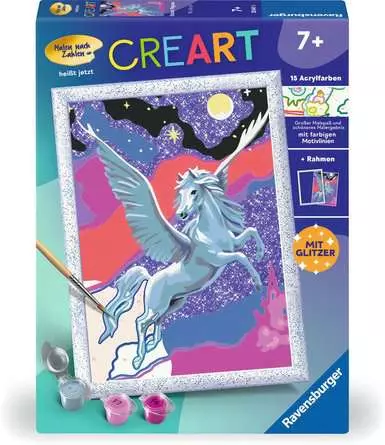 CreArt Stolzer Pegasus - Malen nach Zahlen für Kinder ab 7 Jahren