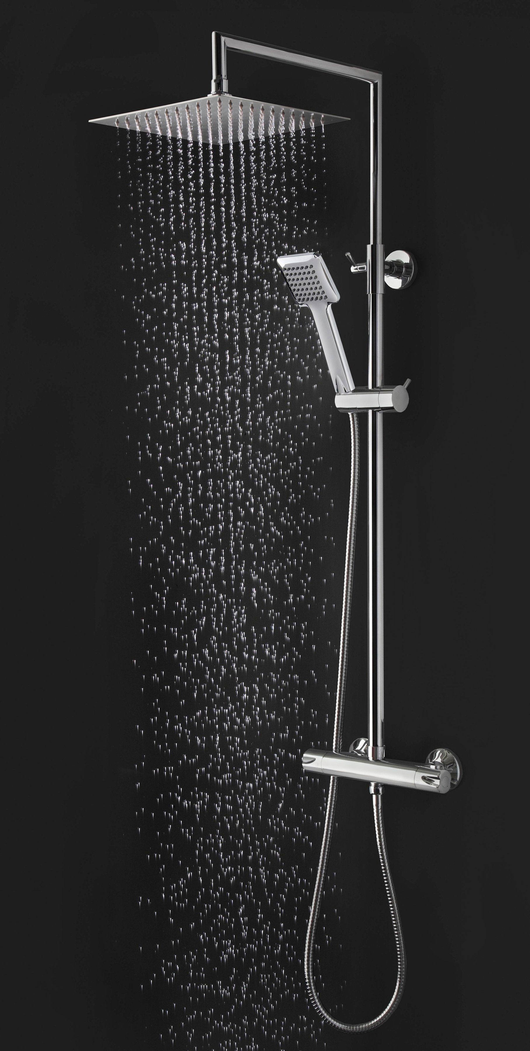 welltime Brausegarnitur Raindrop, Höhe 83 cm, 1 Strahlart(en), Überkopfbrauseset Duschsystem Duschsäule Brauseset Regendusche