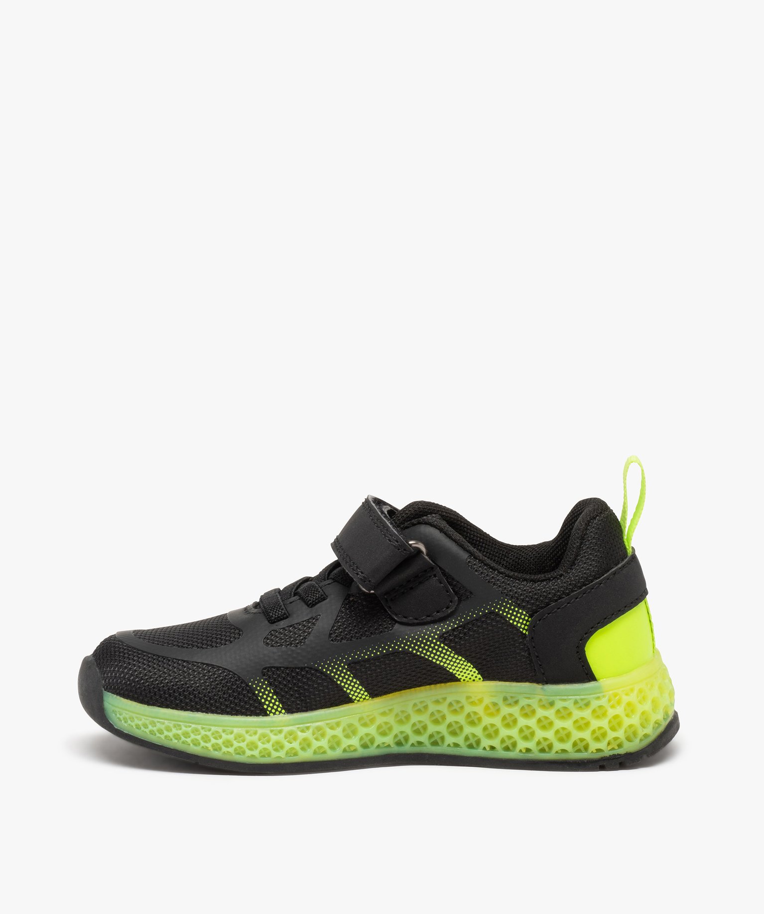 Baskets Garçon running à lacets élastiques et scratch noir | GEMO