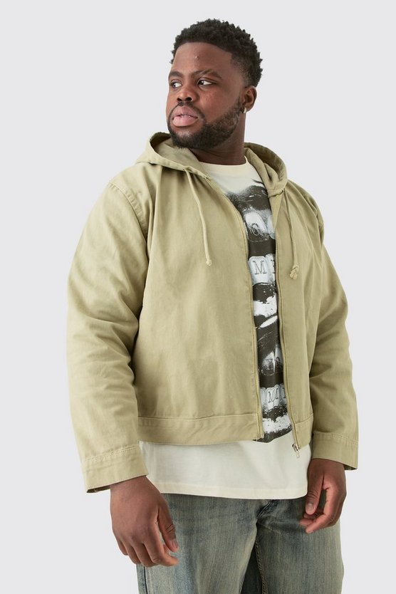 Plus Denim-Hoodie mit Reißverschluss