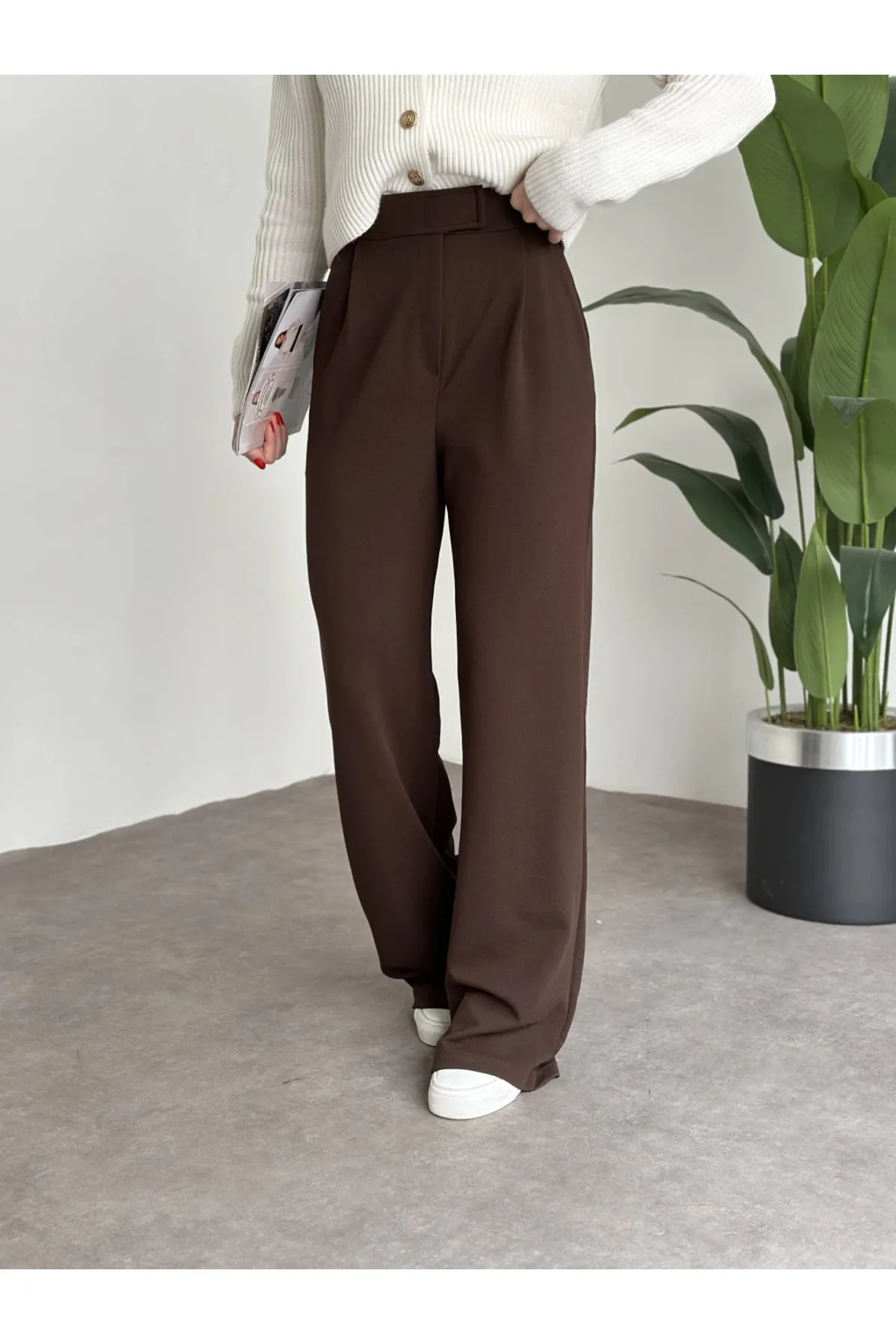 My Blog  Braune Redkit-Palazzo-Hose mit Klettverschluss für Damen