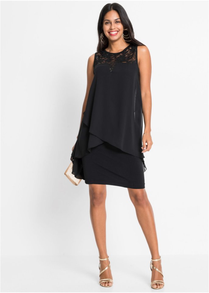 Jerseykleid mit Chiffon