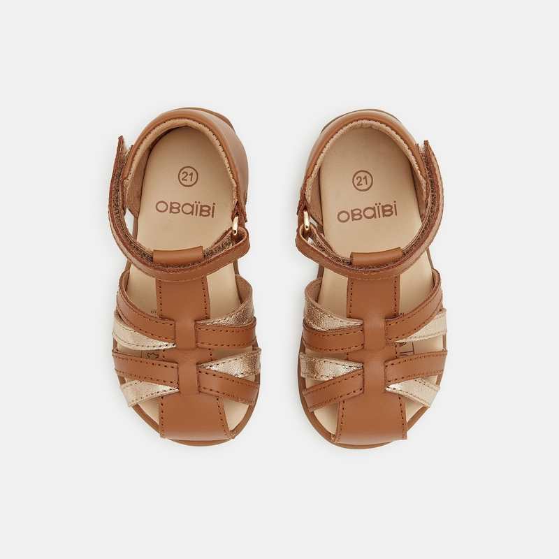 Sandales cuir premiers pas beige bébé fille