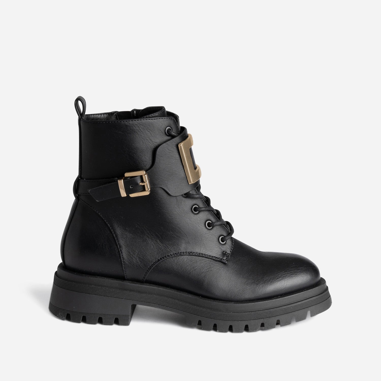 Bottine noire éco-conçue avec boucle