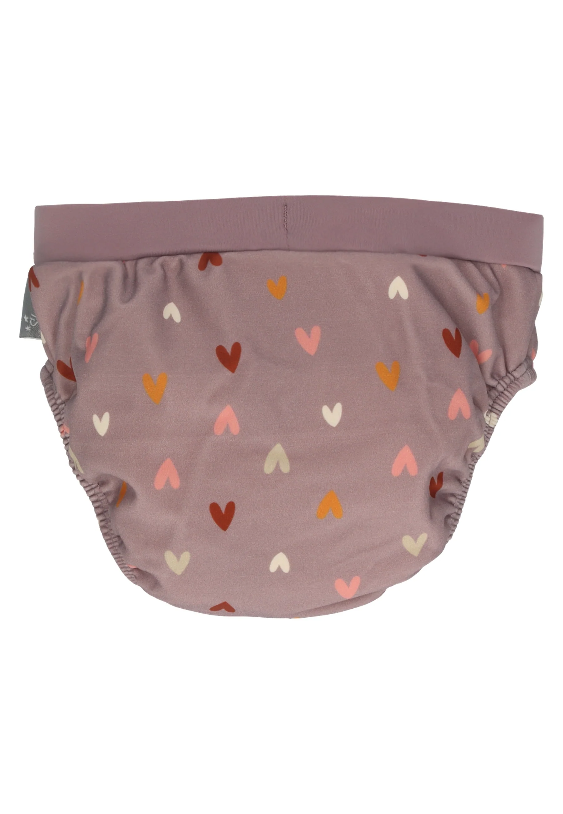 Badehose in Lila mit allover Herzen und Zierschleife