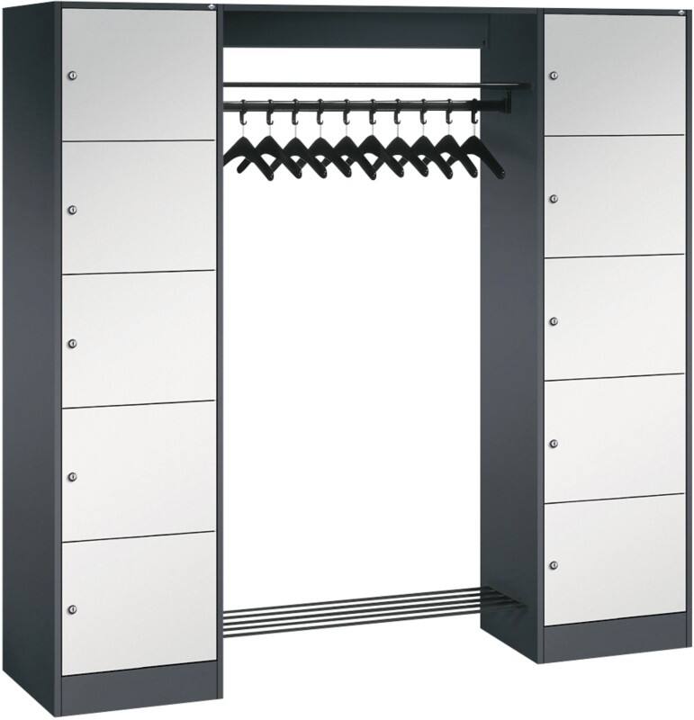 C P Serie 8070 Metall Schließfach 10 Türen Zylinderschloss 1.870 x 480 x 1.950 mm Schwarz