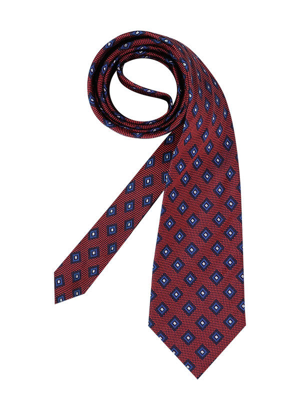 ETON, Krawatte, Seide, hellrot-navy gemustert