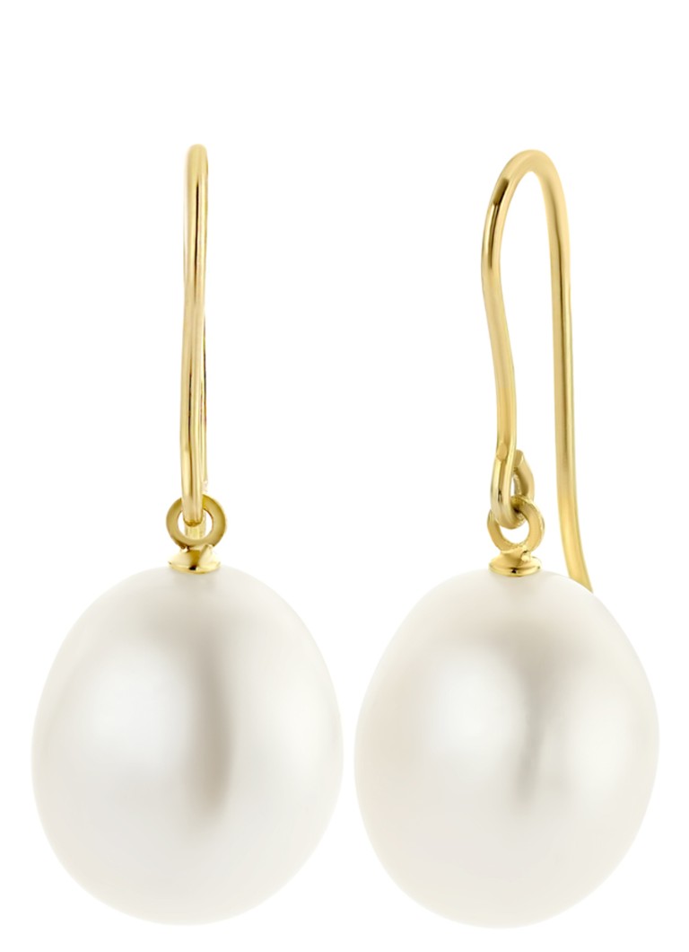 Diamond Point Yellow gold earrings baroque pearl Riviera