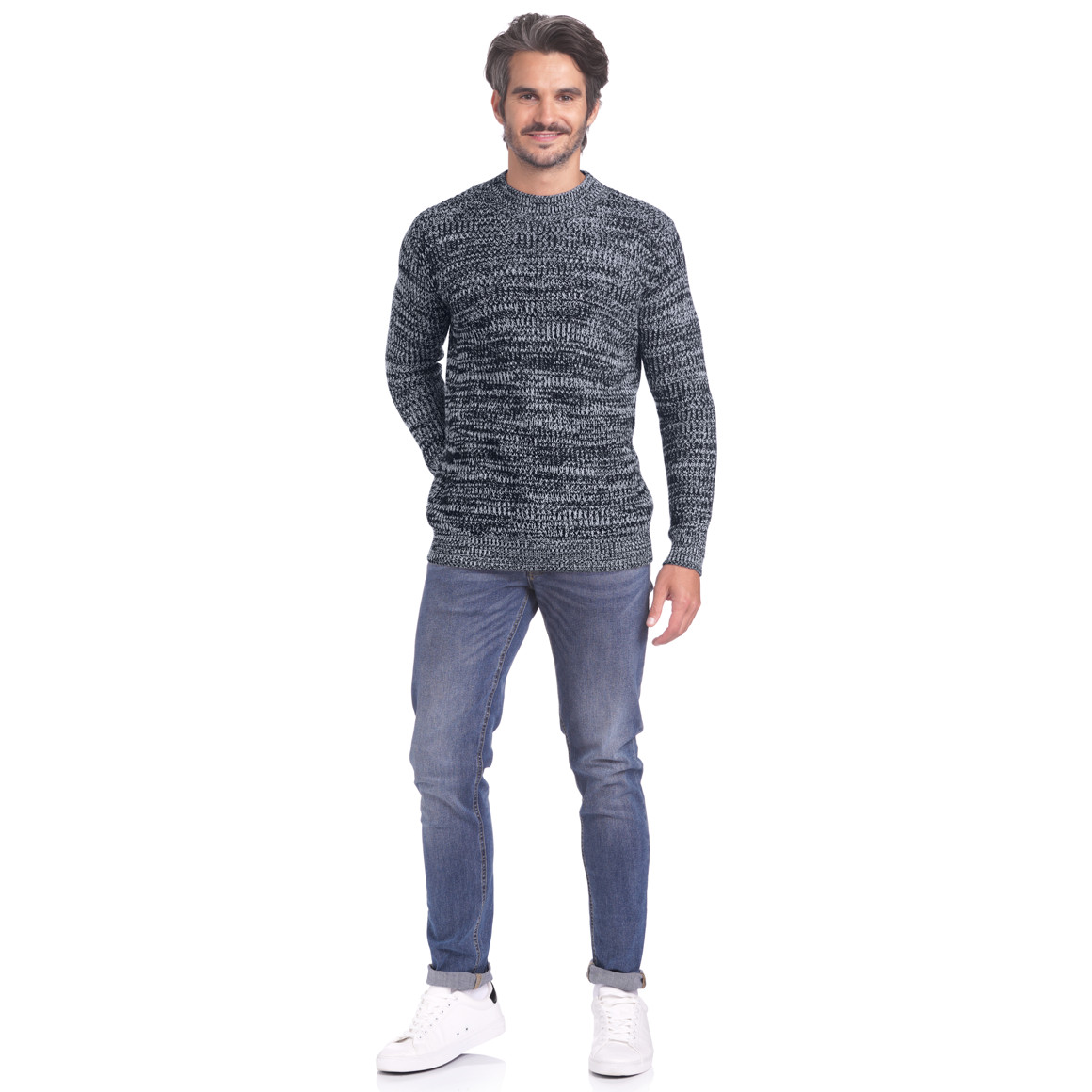 Herren Strickpullover mit hohem Rundhals