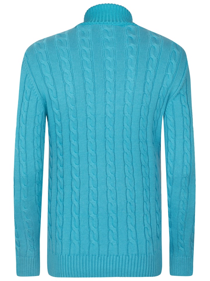 Felix Hardy Zopfmuster Halber Reißverschluss Pullover in Baby Blau günstig kaufen