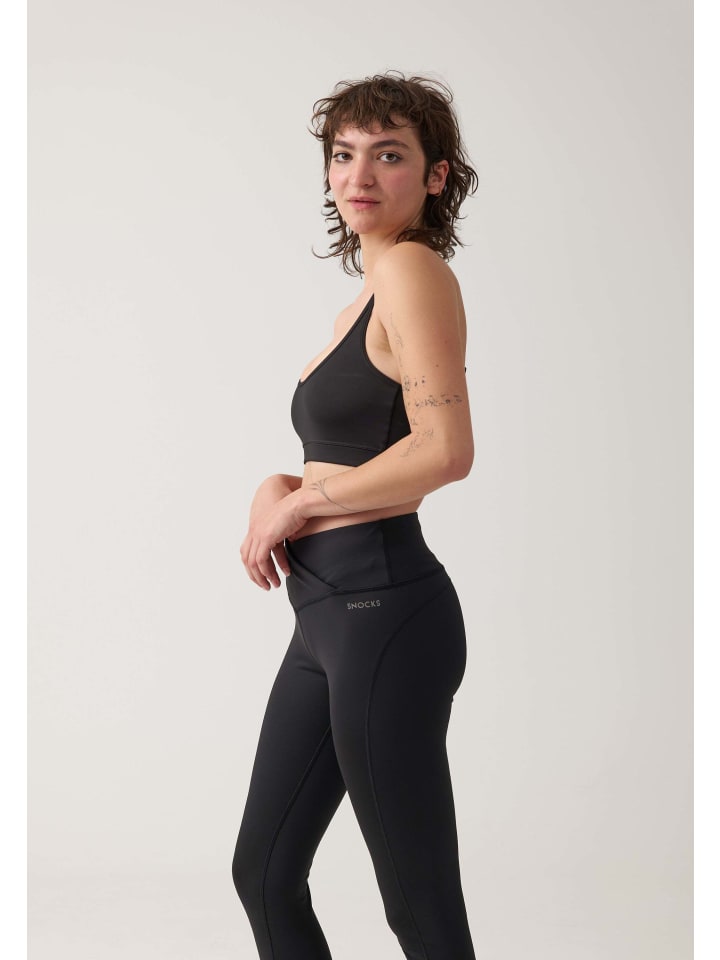 SNOCKS High Waist Leggings Damen V Cross 1 Stück in Schwarz günstig kaufen