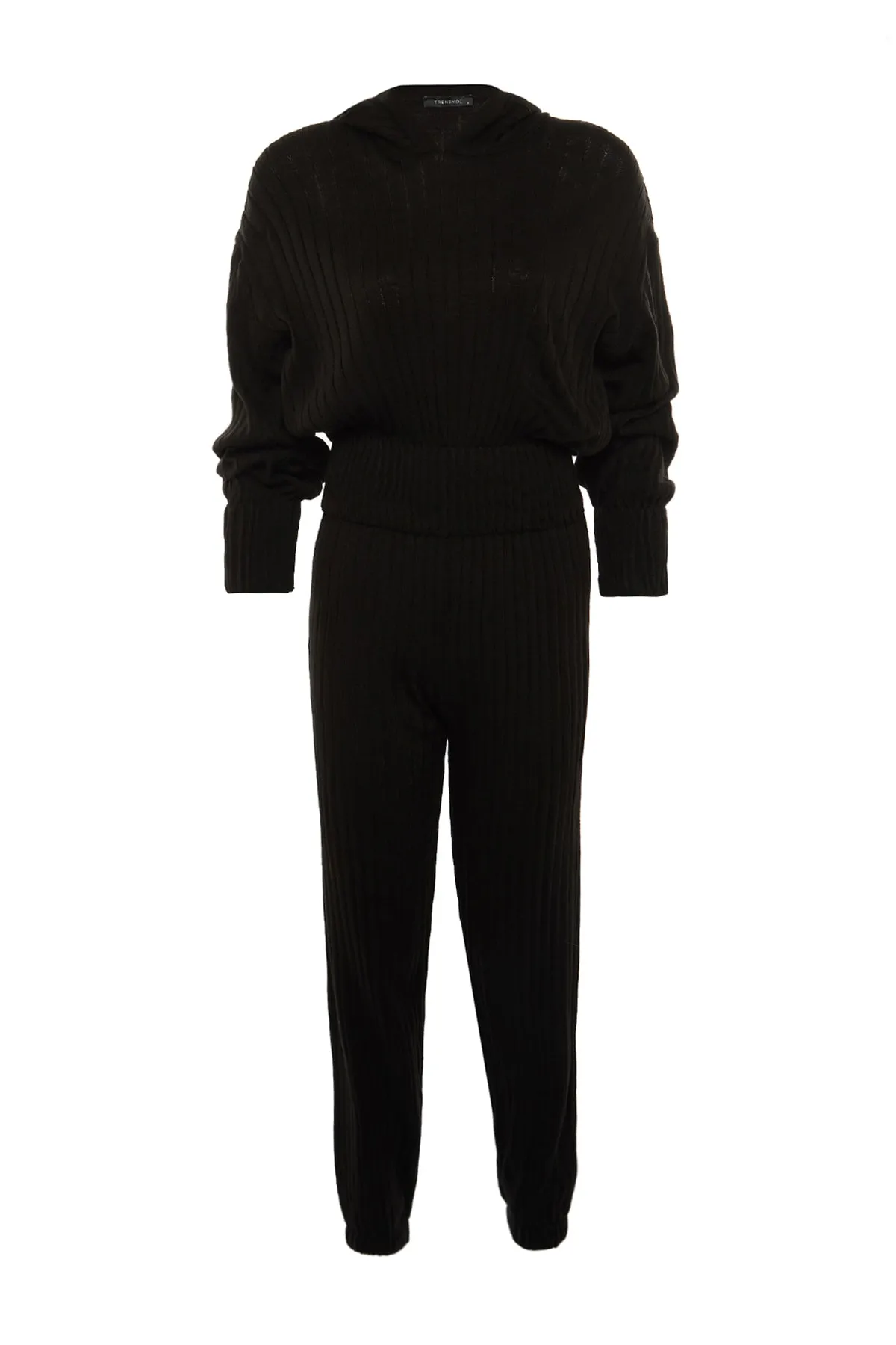 Trendyol Collection  Schwarzes Strickoberteil und -unterteil mit Kapuze TWOAW22AU0044