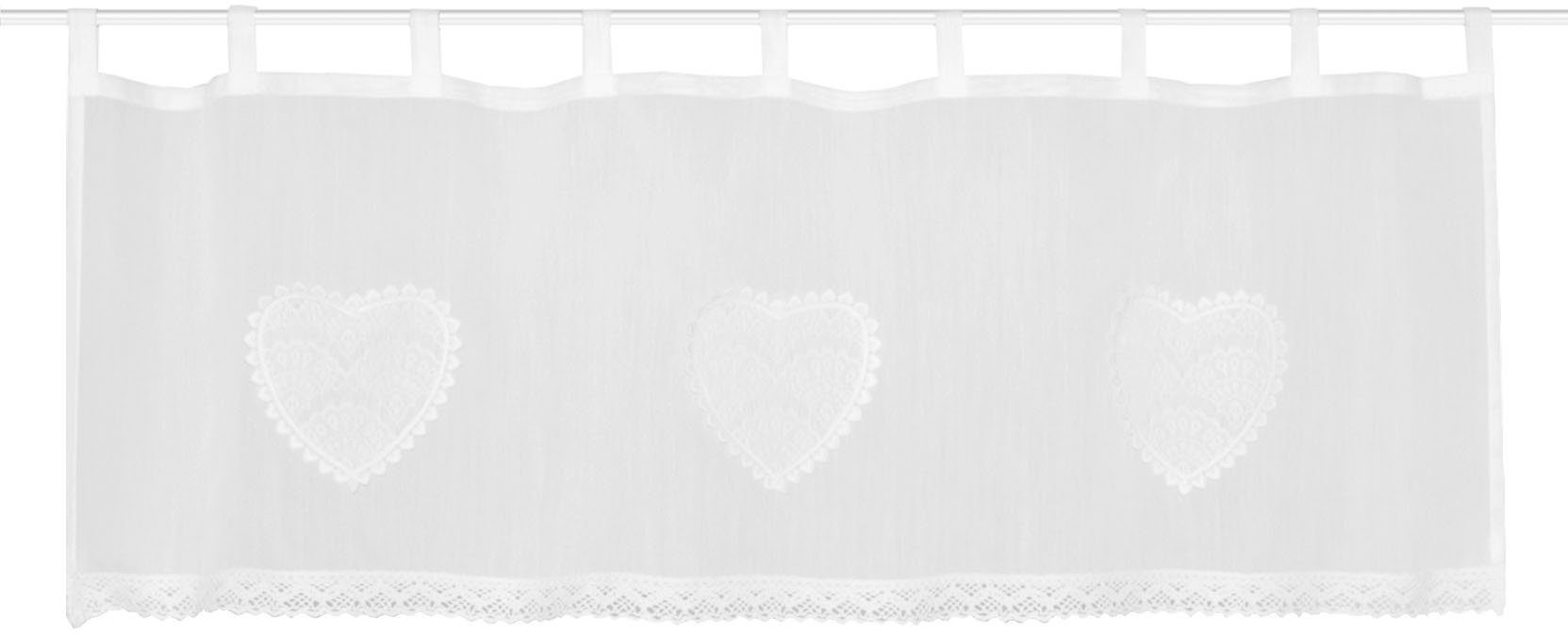 Scheibengardine CORAZON, HOME WOHNIDEEN, Schlaufen (1 St), blickdicht, Cafehaus Batist, bestickt