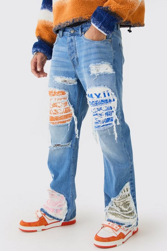 Lockere Schlagjeans mit Rissen