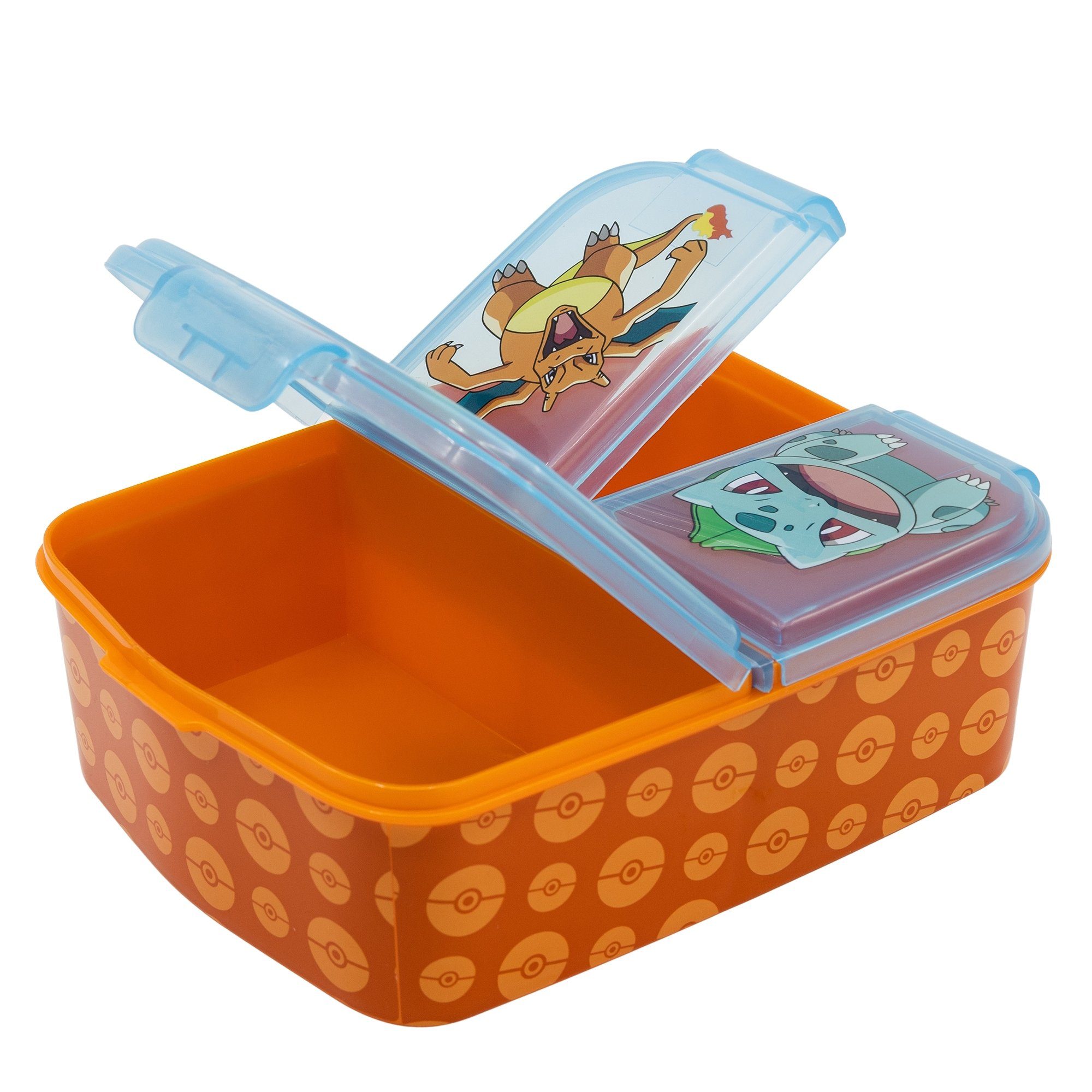 POKÉMON Lunchbox Pokemon Pikachu Kinder 2 tlg. Set 3 Kammern Brotdose, XL Alu-Flasche 530 ml