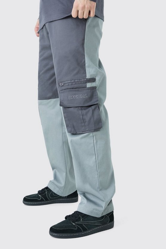 Tall lockere Colorblock Cargo-Hose mit Official-Logo