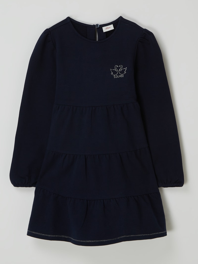 Kleid mit Logo-Stickerei in marineblau