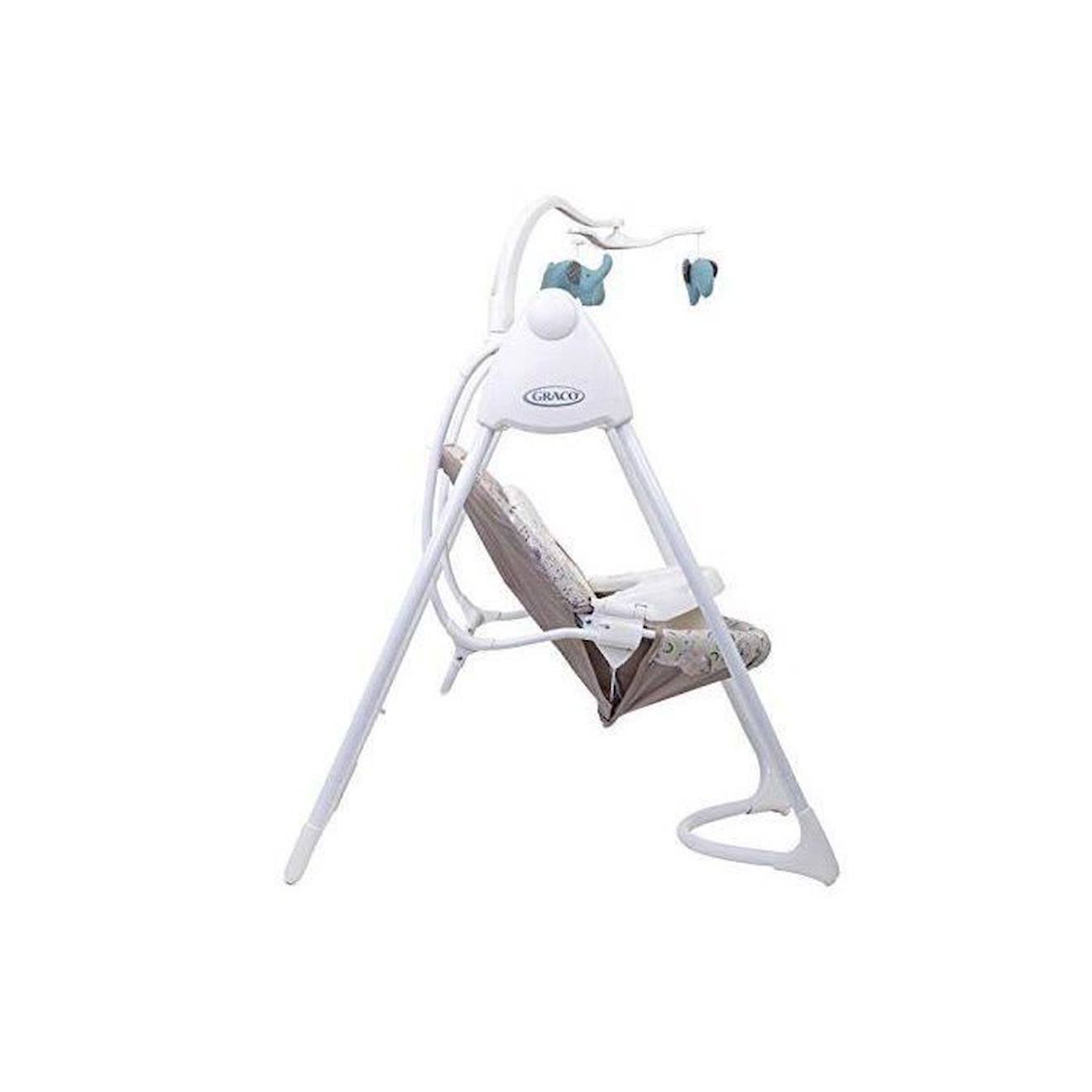 Balançoire électrique Graco Lovin Hug avec arche de jeu pour bébé et table dès 0 mois pour nouveau-né, balançoire électrique avec mu blanc